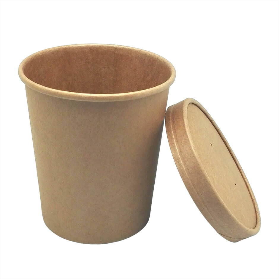 Recycelbare braune Kraftpapier Runde Suppe Lunch Box