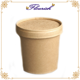 Recycelbare braune Kraftpapier Runde Suppe Lunch Box