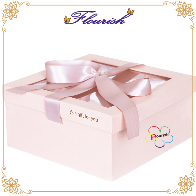 Romantische Rosenblume Geschenkverpackung Pappkarton mit klarem Fenster