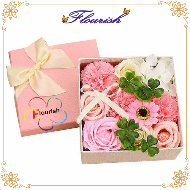 Kundenspezifisches Logo Rosa Blumen-Einkaufsbox Geburtstags-Geschenkbox Valentinstag-Geschenkbox