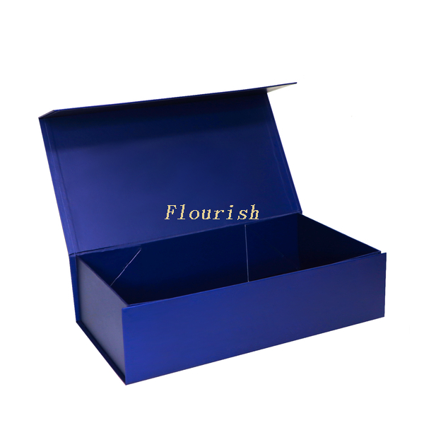 Elegante Geschenkverpackungsbox aus dunkelblauem Pappkarton mit Bandverschluss