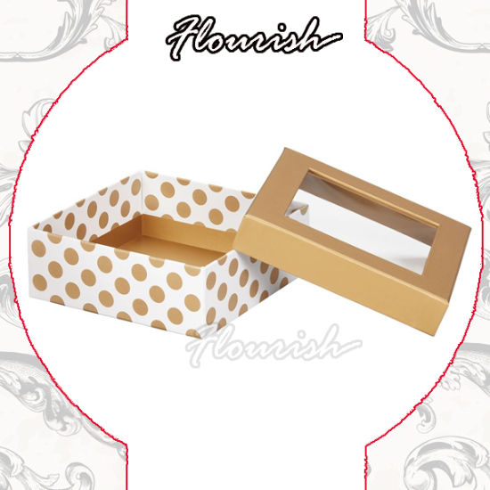 Weiße Karton Florist Druckhandtuch Aufbewahrungsfenster Box