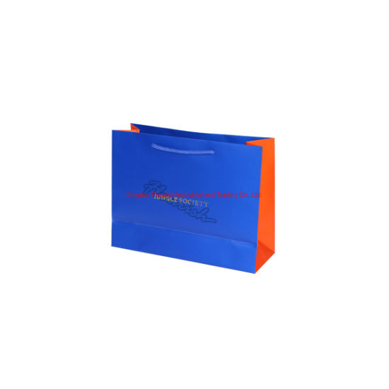 Kundenspezifischer Druck Blue Coated Paper Wrapping Bag