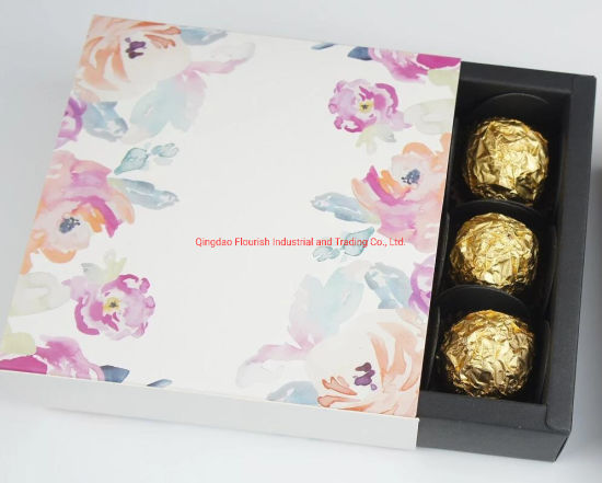 Weiße Kunstpapier-Schokoladen-Geschenkbox mit gelbem Band