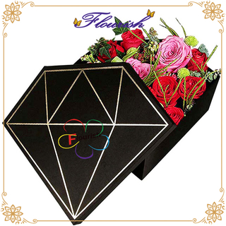 Diamantförmiger herzförmiger Karton Romantischer Blumenstrauß Geschenkverpackung Papierbox für Hochzeit