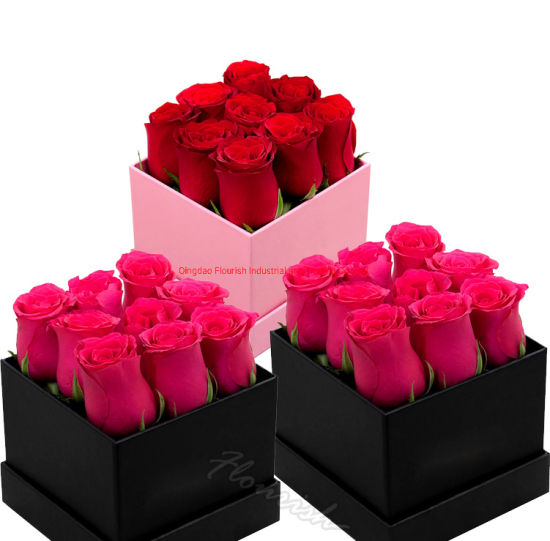 Diamantförmiger herzförmiger Karton Romantischer Blumenstrauß Geschenkverpackung Papierbox für Hochzeit