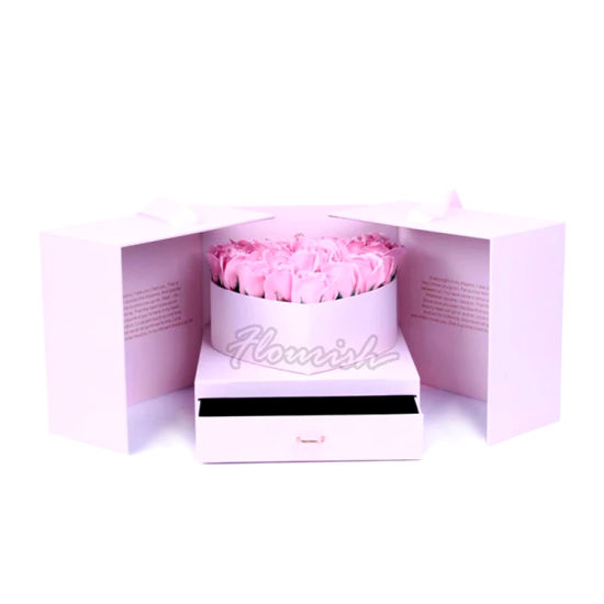 Romantische rosa Farbe Blumenverpackung und Holding Pappkarton für Hochzeitszeremonie