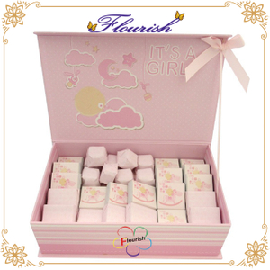 Süße rosa Farbe starre Pappe Baby Mädchen Geburtstag Dusche Party Überraschung Geschenkverpackung Box