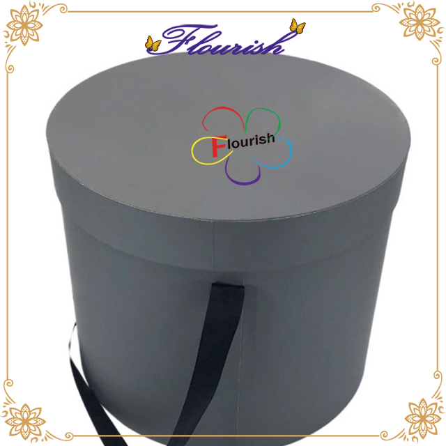 Großhandelspreis Laminated Grey Color Round Shaped Cardboard Flower Box
