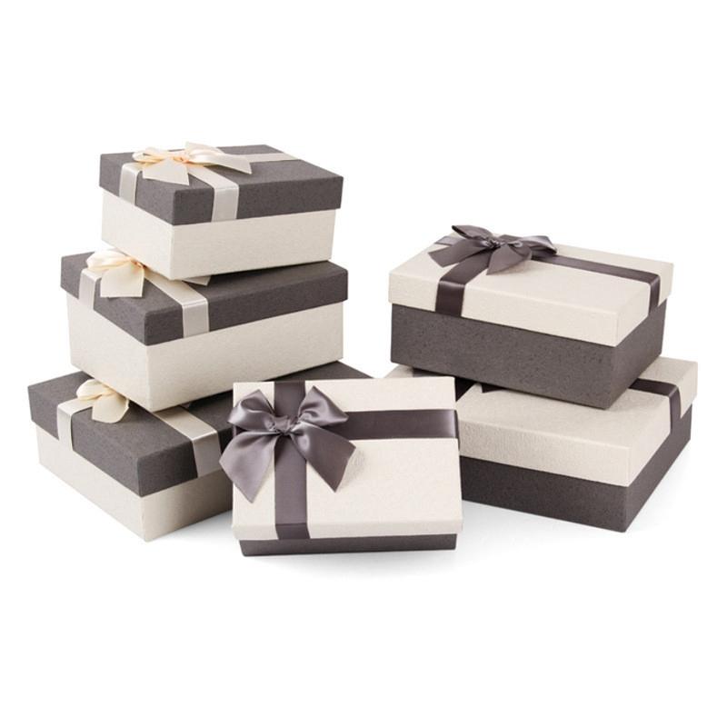 Starre quadratische Pappschmuck Geschenkbox mit Fliege Dekoration