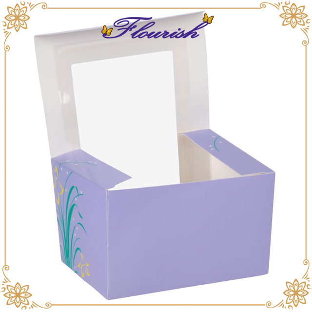 Weiße Karton Florist Druckhandtuch Aufbewahrungsfenster Box