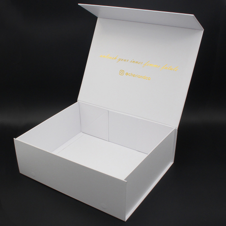 China-Hersteller-Großverkauf-Luxusweiße Farbe, die Papier-Verpackenkasten mit Band faltet
