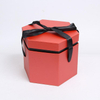 Hexagon-Pappblumen-Geschenkverpackungsbox für Valentinsgrüße mit Band