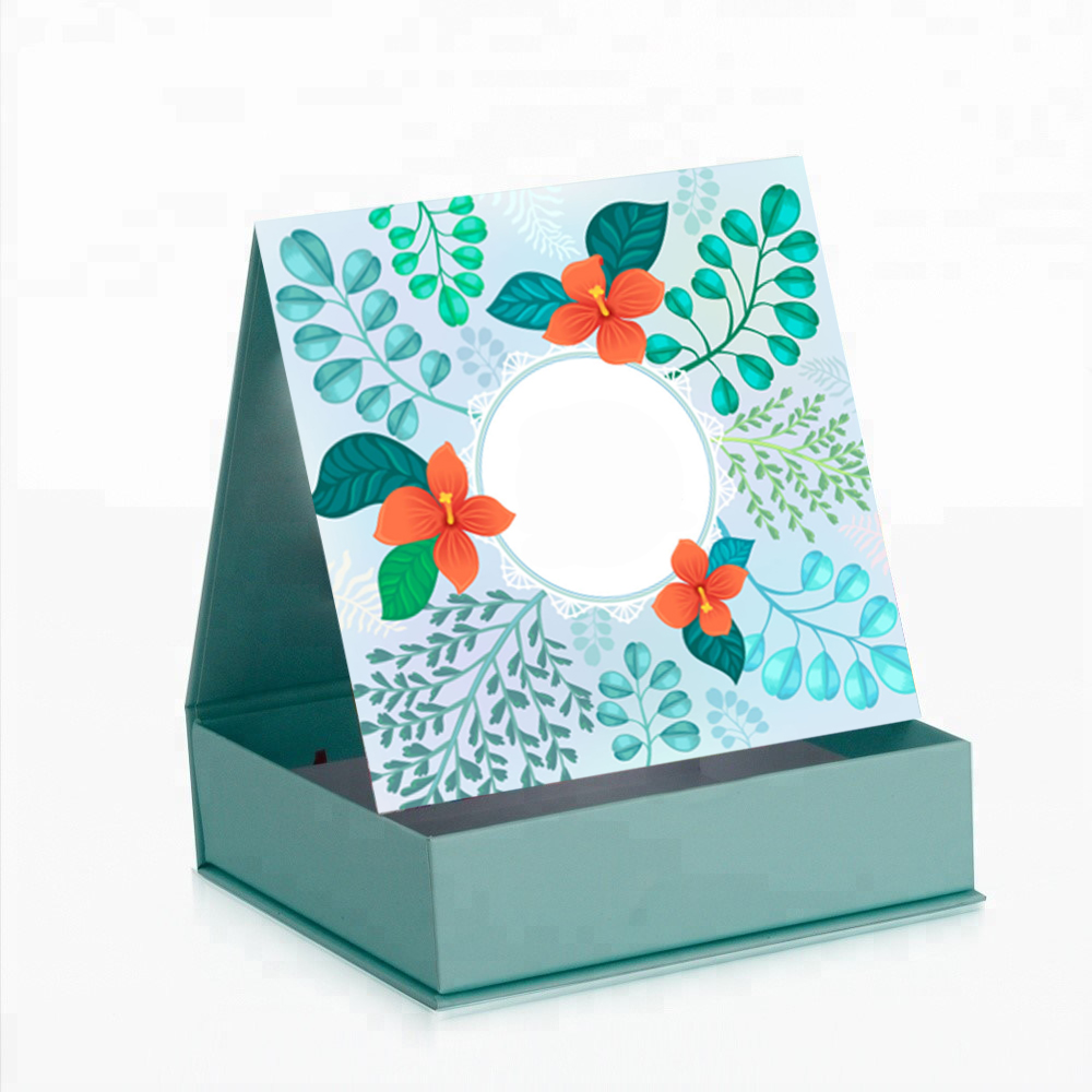 Starre Pappe faltbare Make-up rosa Box mit Spiegel