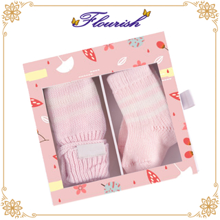 Benutzerdefinierte quadratische rosa Pappe Babyhandschuhe und Socken Verpackungsbox